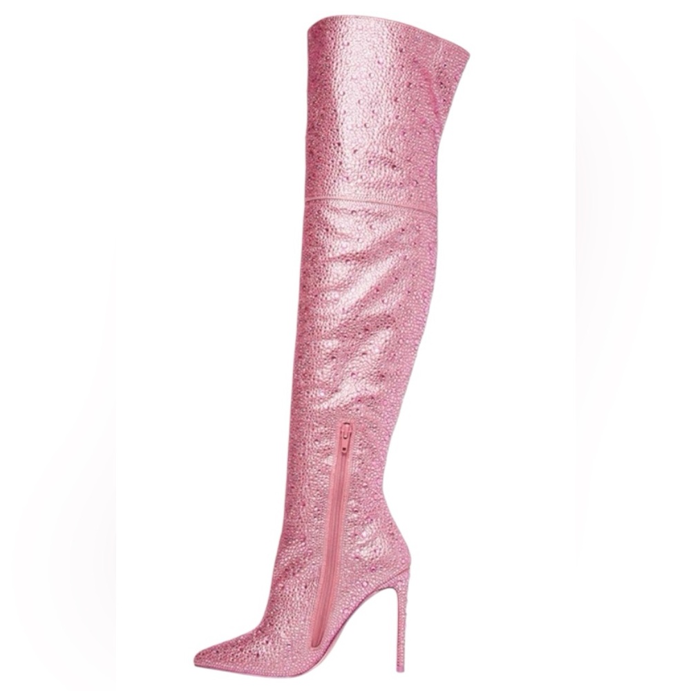 👢STEVE MADDEN VIVIANNE Pink Crystal Thigh-High Boots✨  Size 11 | Brand New, $150 - Picture 5 of 12